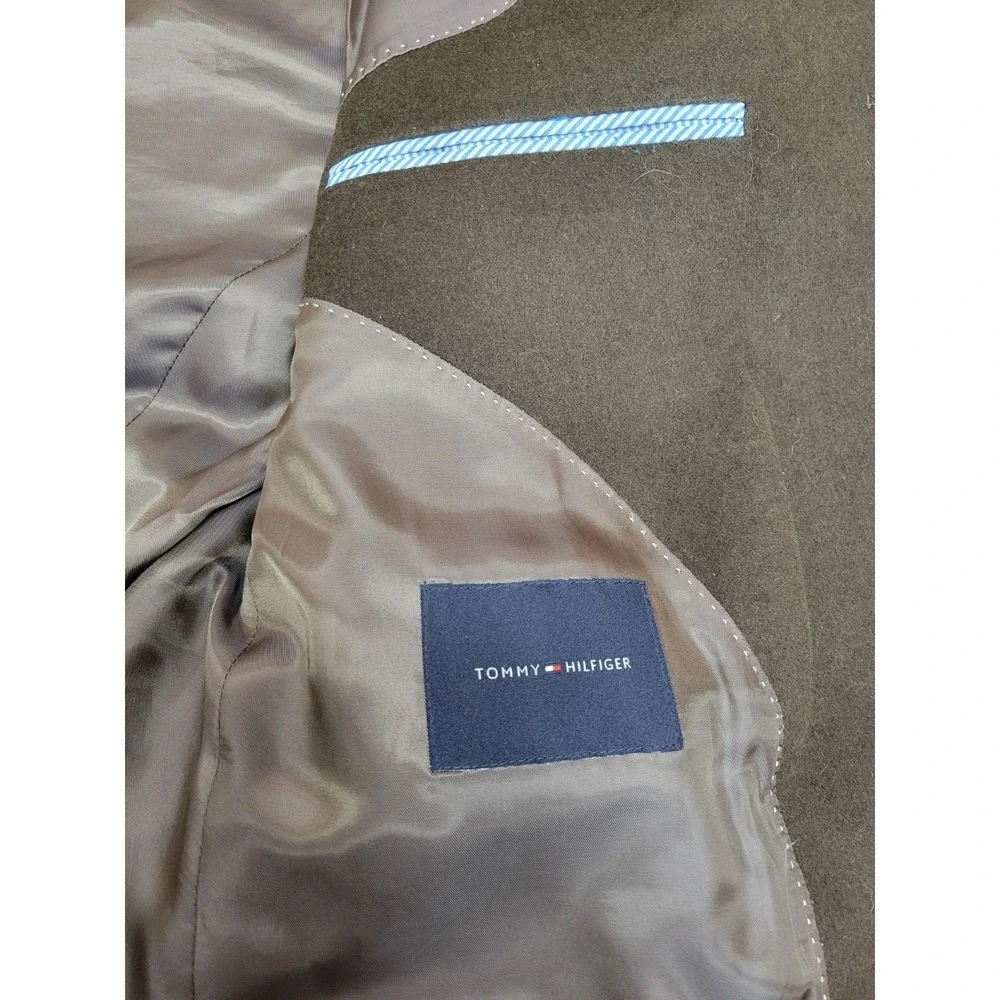 Tommy Hilfiger Brown Sport Coat Blazer 46R Wool Silk Cashmere 3‎ Button Mens